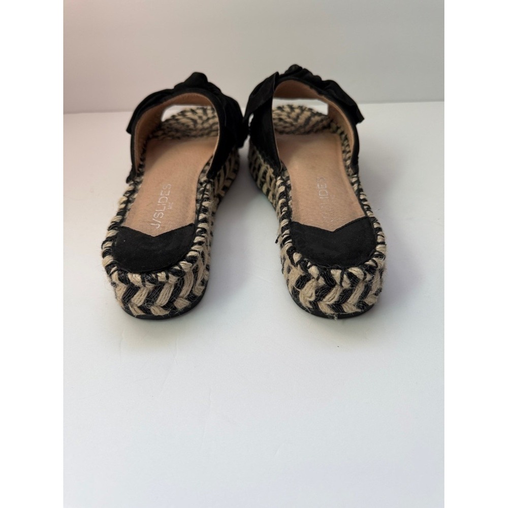 J/Slides Black‎ Bow Espadrille Mules Slip On Platform Sandals Women's Size - Picture 5 of 8